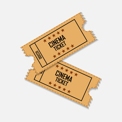 Vector movie ticket icon. Ticket cinema in retro style. Layers grouped for easy editing illustration. For your design.