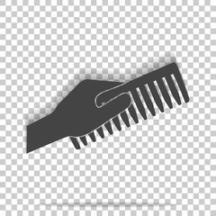 Hand holds the hair brush vector illustration on transparent background. Layers grouped for easy editing illustration. For your design.