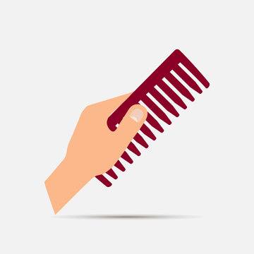 recommend clip art: Hand holds the hair brush vector illustration.Layers grouped for easy editing illustration. For your design.
