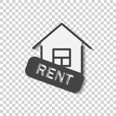Rent house vector icon on transparent background. Business illustration with shadow.