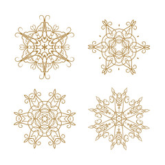 Lacy New year snowflakes set on a white background