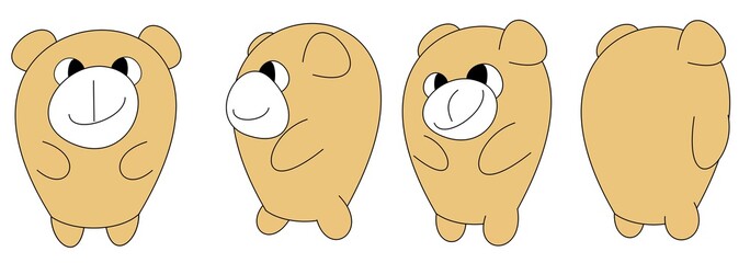 abstract hand draw set of cute brown bear cartoon design isolate on white background, vector, illustration