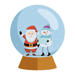 cute christmas santa claus and snowman