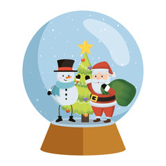 cute christmas santa claus and snowman