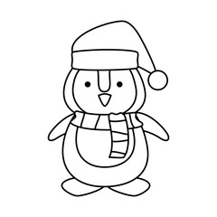 cute penguin with santa claus hat