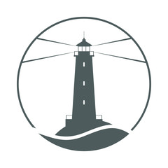 Lighthouse symbol. Logo design. Sign lighthouse isolated on white background. Vector illustration.