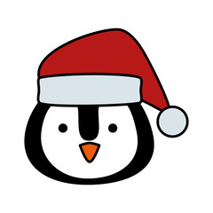 cute penguin head with santa claus hat