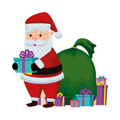christmas santa claus with gift box