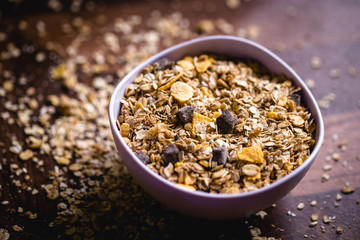 Cereal, seeds and oats, healthy meal.