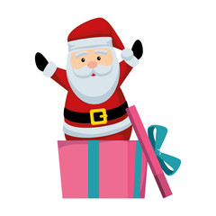 christmas santa claus with gift box