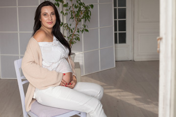 beautiful pregnant woman brunette portrait genera nice