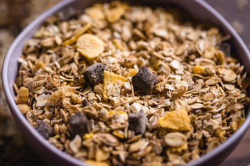 Cereal, seeds and oats, healthy meal.