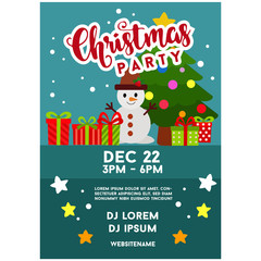 christmas poster snowman and tree gift wrap