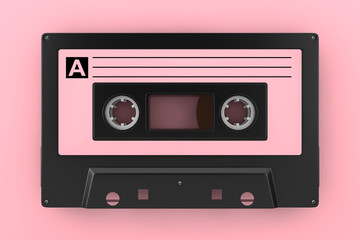 Pink Old Vintage Audio Cassette Tape. 3d Rendering