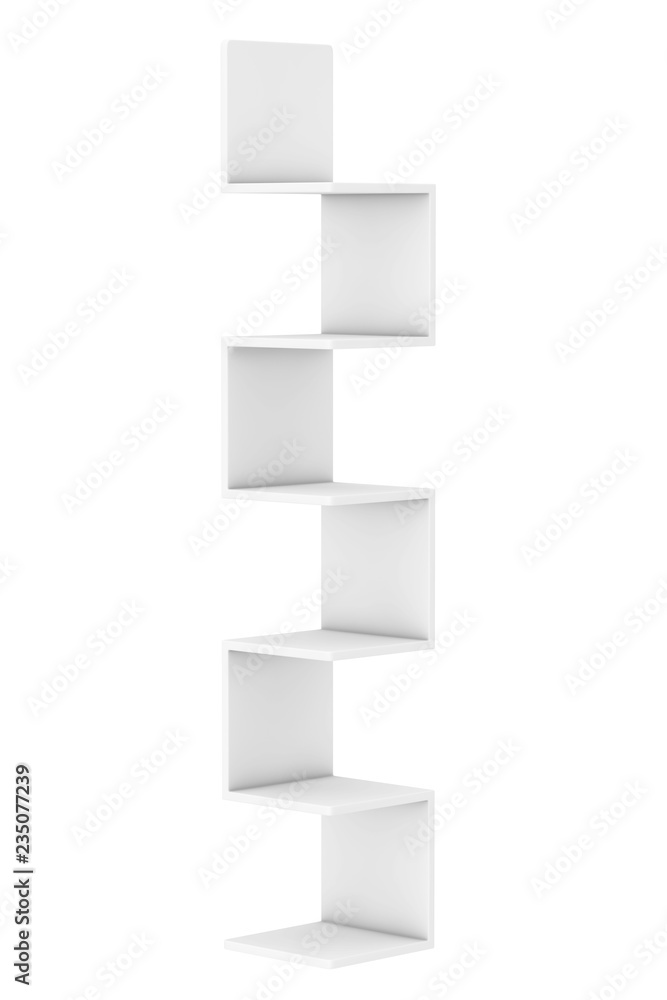 Aufkleber Modern Empty white Book Shelf in Clay Style. 3d Rendering
