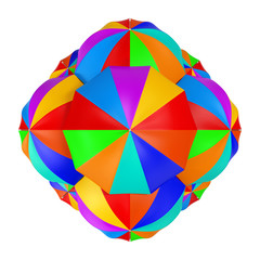 Many Multicolours Umbrellas as Sphere. 3d Rendering