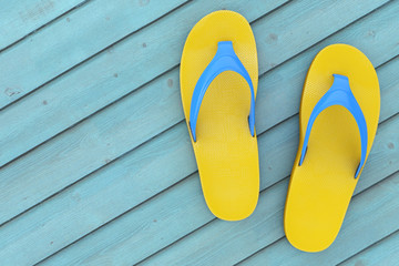 Yellow Flip Flops Sandals. 3d Rendering