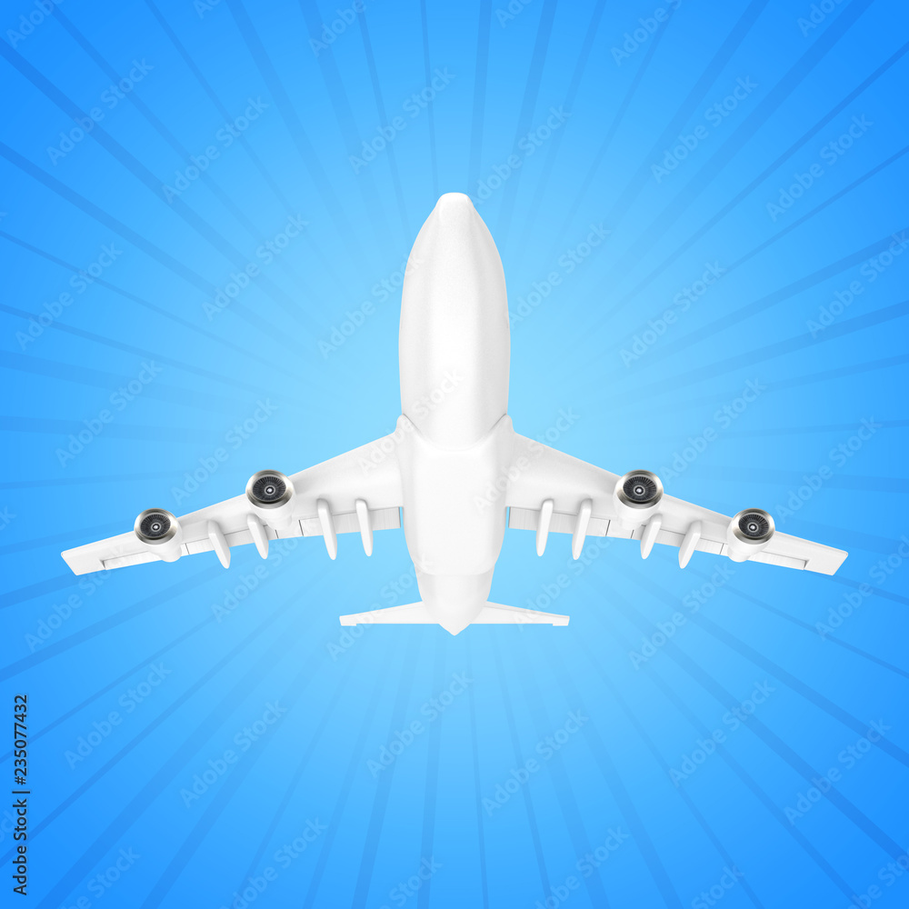 Poster white jet passenger's airplane. 3d rendering