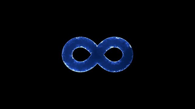 Symbol infinity. Blue Electric Glow Storm. looped video. Alpha channel black