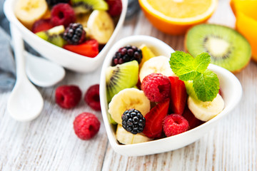 Bowls with fruits salad