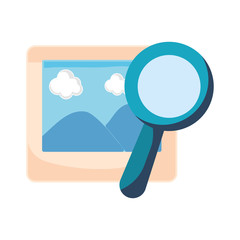 photography magnifying glass white background