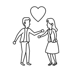 young couple with heart love