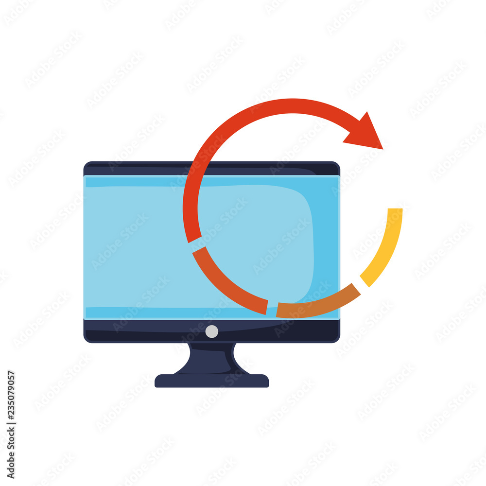 Poster computer refresh arrow on white background