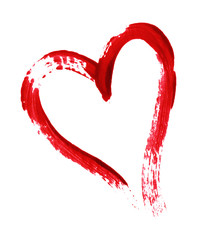 Red heart painted with a brush