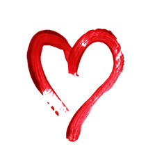 Red heart painted with a brush