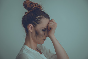 scary triste angry girl tears