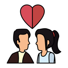 young couple with heart love