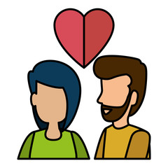 young couple with heart love