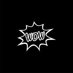 Wow Comic Text icon or logo on dark background