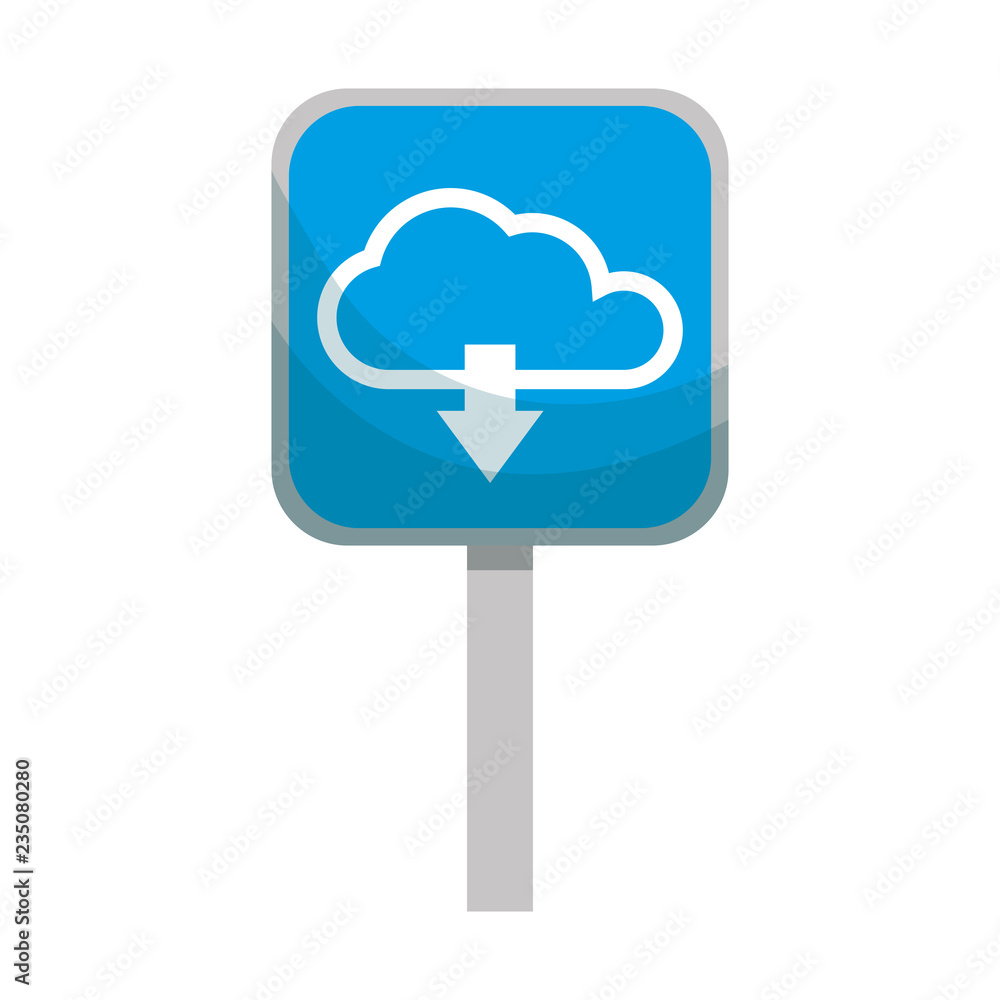 Poster signal with cloud computing server and arrow download