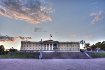 Königliches Schloss, Norwegen, Schloss, klassizistisch, Oslo, Reiterstatue, Hauptstadt,...