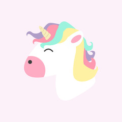 Cute Unicorn head Vector cartoon