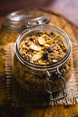 Compote with cereals and oats, ingredients for a healthy diet.