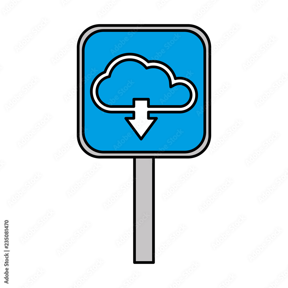 Poster signal with cloud computing server and arrow download