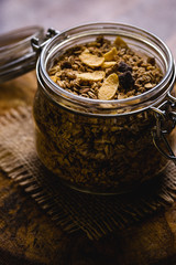 Compote with cereals and oats, ingredients for a healthy diet.