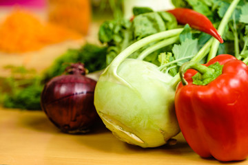 Kohlrabi and vegetables