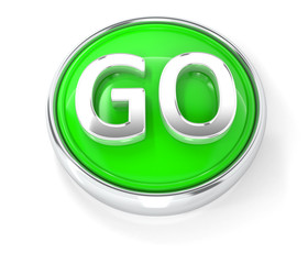 Obraz premium GO icon on glossy green round button