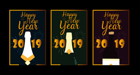 set happy new year 2019 lettering
