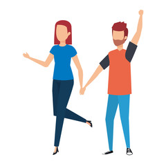 Fototapeta premium young couple celebrating characters