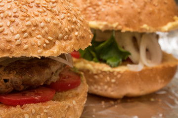 hamburger and french fries