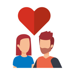 young couple with heart love