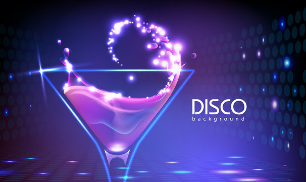 Neon Disco cocktail party background