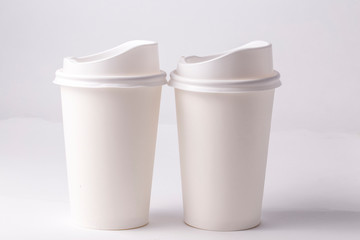 Takeaway paper coffee cup isolated on white background.