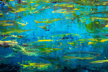Fototapeta premium Abstract claude monet pond oil painting impressionism river water modern painting