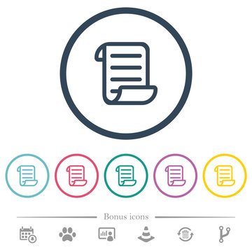 Script code flat color icons in round outlines