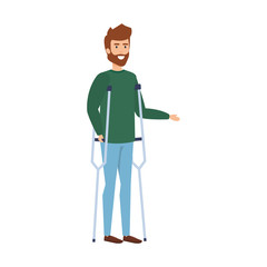man with crutches character